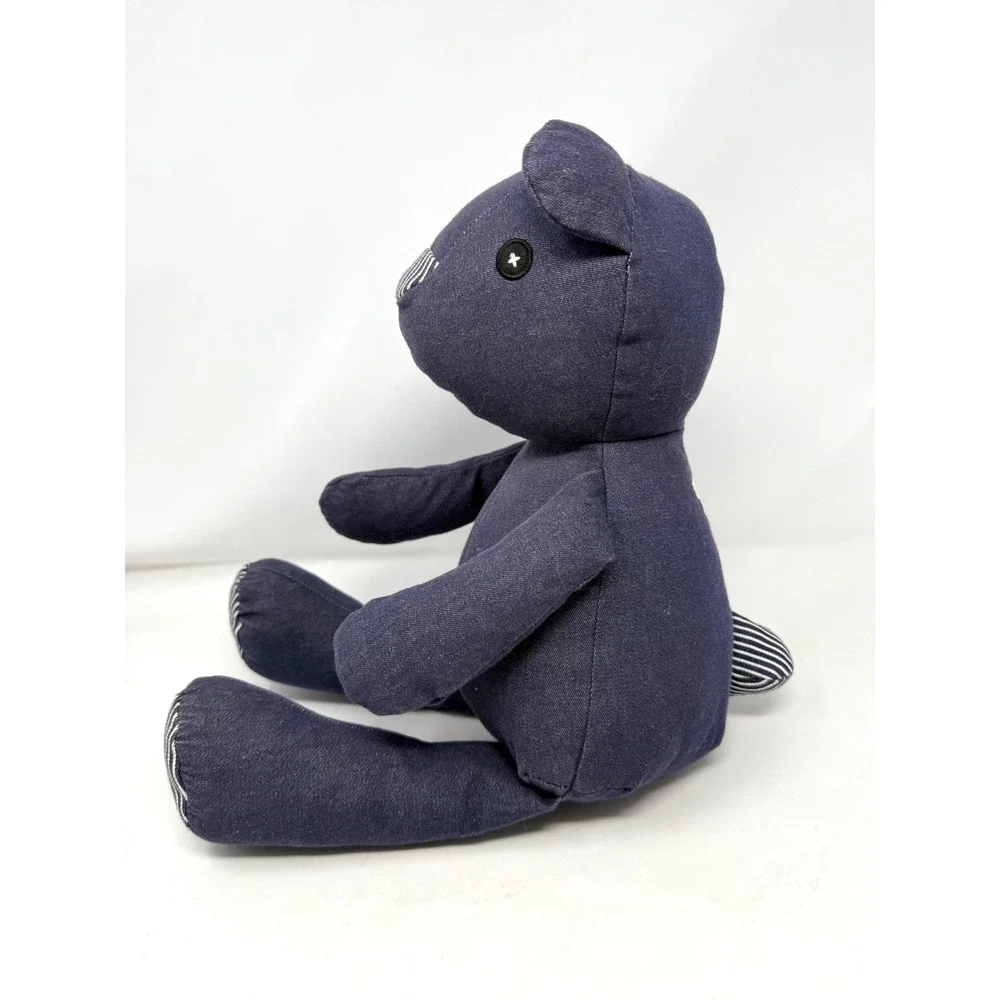 OshKosh Bgosh Hickory Denim Teddy Bear Navy Blue Striped Plush 18 inch 418-057